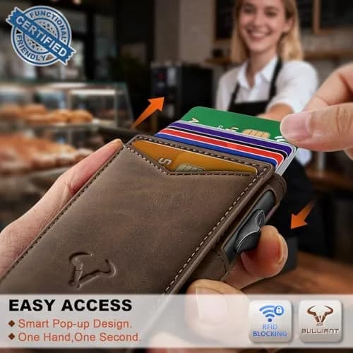 BULLIANT Men Slim Magnetic Leather Wallet with Metal Money Clip | 9 Card Slots, RFID Protected, Compact Fit thumbnail 4