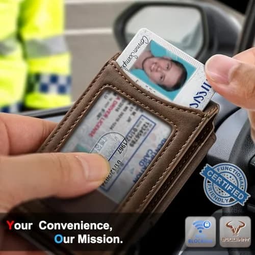 BULLIANT Men Slim Magnetic Leather Wallet with Metal Money Clip | 9 Card Slots, RFID Protected, Compact Fit thumbnail 5