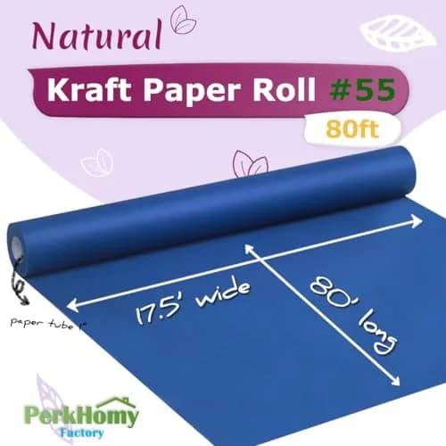 PH PERKHOMY Blue Kraft Paper Roll 17.5" x 80' | Versatile Gift & Craft Wrap (110 chars) thumbnail 2