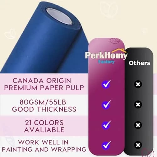 PH PERKHOMY Blue Kraft Paper Roll 17.5" x 80' | Versatile Gift & Craft Wrap (110 chars) thumbnail 3