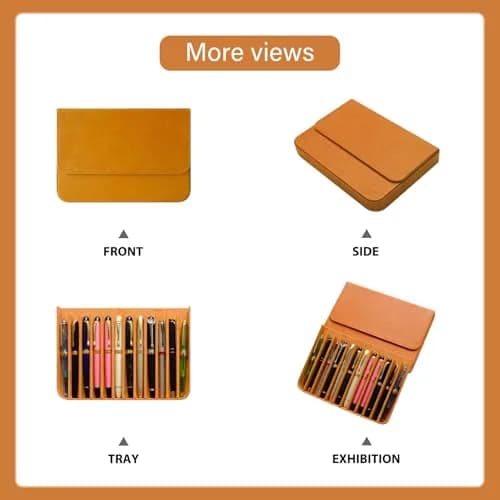 MIVLXLX 12 Slot Fountain Pen Case, Handmade Magnetic, Christmas Gift (brown) | Organizer for Fountain Pens thumbnail 5