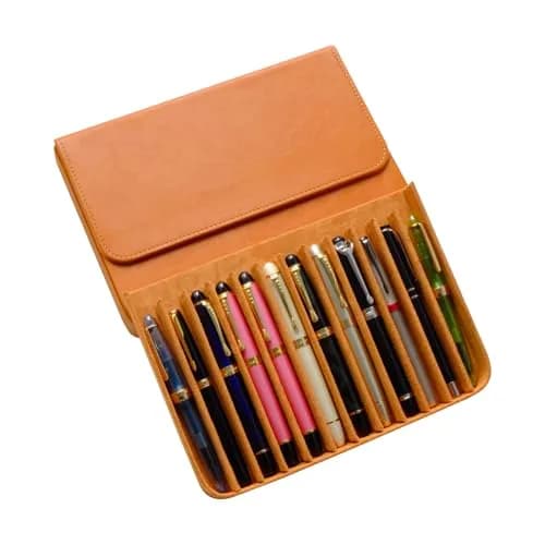 MIVLXLX 12 Slot Fountain Pen Case, Handmade Magnetic, Christmas Gift (brown) | Organizer for Fountain Pens thumbnail 9