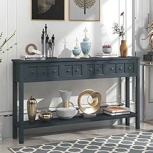 Brisca Console Table 60" Long with 2 Sizes of Drawers | Rustic Entryway Design thumbnail 1