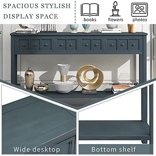 Brisca Console Table 60" Long with 2 Sizes of Drawers | Rustic Entryway Design thumbnail 4