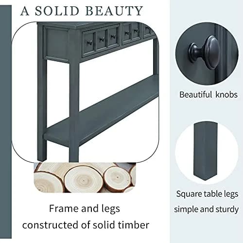 Brisca Console Table 60" Long with 2 Sizes of Drawers | Rustic Entryway Design thumbnail 6