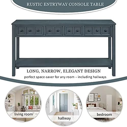 Brisca Console Table 60" Long with 2 Sizes of Drawers | Rustic Entryway Design thumbnail 7