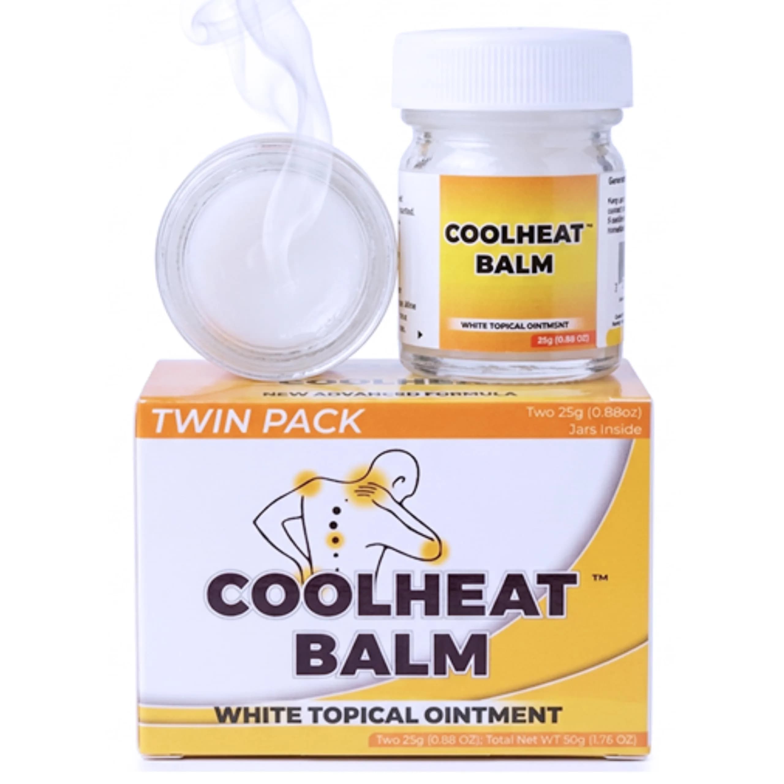 Aboniki Powerful Topical Pain Relief Balm with Natural Ingredients | Fast-Acting Soothing Relief for Joint Pain, Muscle Pain, Soreness, Cramps | 2 Glass Jars, White Formula (50g Total) — White