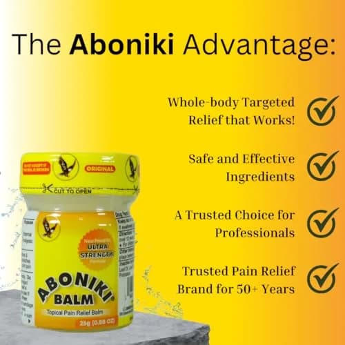 Aboniki Powerful Topical Pain Relief Balm with Natural Ingredients | Fast-Acting Soothing Relief for Joint Pain, Muscle Pain, Soreness, Cramps | 2 Glass Jars, White Formula (50g Total) thumbnail 3