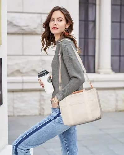 ABOUME Canvas Tote Bag with Multi-Pocket Large Capacity | Multi-Function Women’s Handbag thumbnail 2