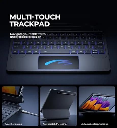 Dexnor Keyboard Case for Samsung Galaxy Tab S10 Lite/S10 FE/S9 FE 10.9"/S9 11" | Magnetic Floating Stand & Multi-Touch Trackpad thumbnail 5