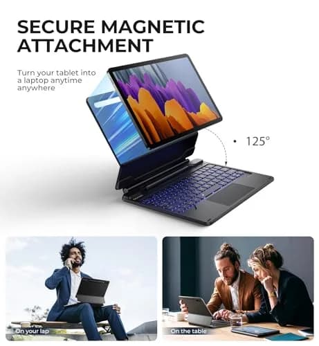 Dexnor Keyboard Case for Samsung Galaxy Tab S10 Lite/S10 FE/S9 FE 10.9"/S9 11" | Magnetic Floating Stand & Multi-Touch Trackpad thumbnail 3