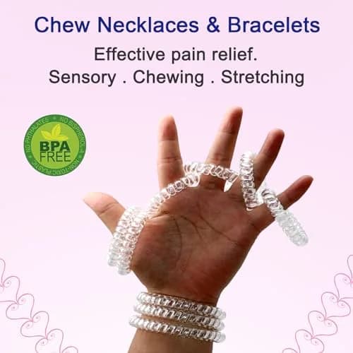 Olugu Clear Coil Chew Necklaces & Bracelets 12 Pcs | Sensory Chewy Jewelry for Kids & Adults thumbnail 4