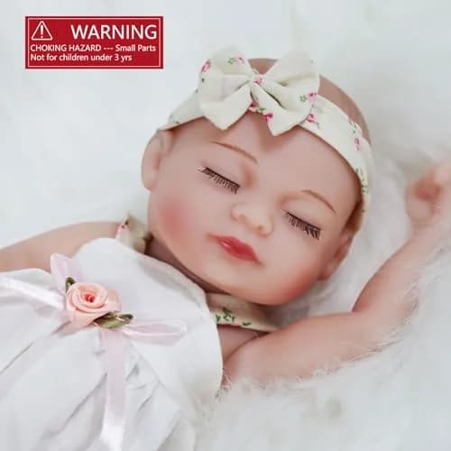 JRLCGYP Realistic Reborn Baby Girl Doll 10 Inches (25.4 cm) with Flower Dress | Soft Vinyl, Lifelike Newborn Look, Ideal Birthday Gift for Kids 3+ thumbnail 4