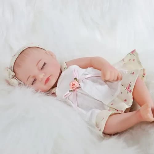 JRLCGYP Realistic Reborn Baby Girl Doll 10 Inches (25.4 cm) with Flower Dress | Soft Vinyl, Lifelike Newborn Look, Ideal Birthday Gift for Kids 3+ thumbnail 5