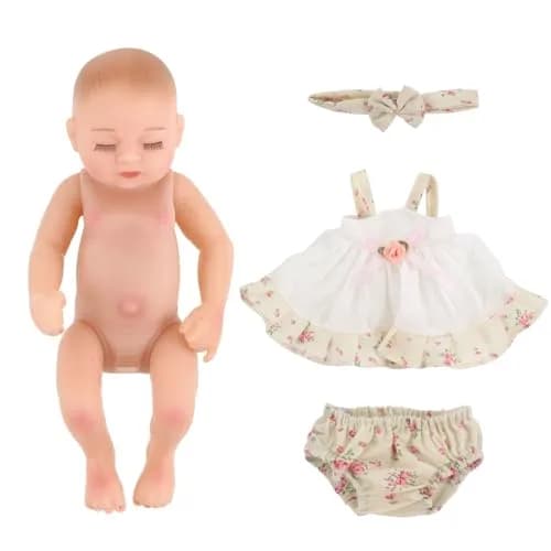 JRLCGYP Realistic Reborn Baby Girl Doll 10 Inches (25.4 cm) with Flower Dress | Soft Vinyl, Lifelike Newborn Look, Ideal Birthday Gift for Kids 3+ thumbnail 7