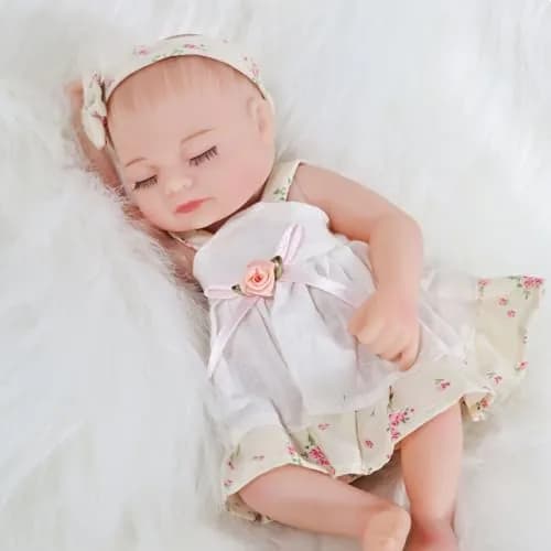 JRLCGYP Realistic Reborn Baby Girl Doll 10 Inches (25.4 cm) with Flower Dress | Soft Vinyl, Lifelike Newborn Look, Ideal Birthday Gift for Kids 3+ thumbnail 8