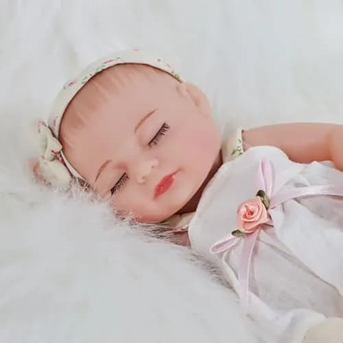 JRLCGYP Realistic Reborn Baby Girl Doll 10 Inches (25.4 cm) with Flower Dress | Soft Vinyl, Lifelike Newborn Look, Ideal Birthday Gift for Kids 3+ thumbnail 3