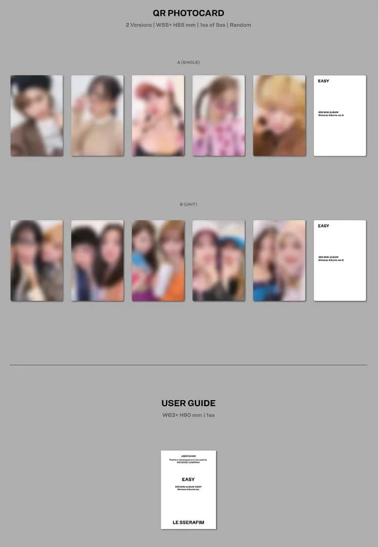 DREAMUS LE SSERAFIM EASY 3rd Mini Album Weverse Albums Ver (A) 20 Cards | K-Pop Collectible - view 6