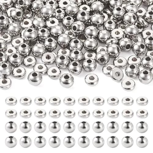 FASHEWELRY 200pcs Stainless Steel Beads 6mm | Flat & Round Spacer Beads for Jewelry DIY thumbnail 1