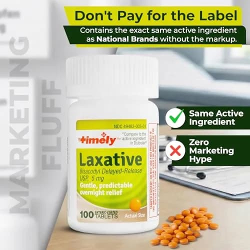 TIME-Cap Labs Stimulant Laxative Bisacodyl 5mg | Enteric-Coated for Gentle Relief, 100 Tablets thumbnail 4