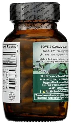 ORGANIC INDIA Tulsi Holy Basil Capsules, Vegan, 60 Capsules | Adaptogen for Calm & Immunity thumbnail 4
