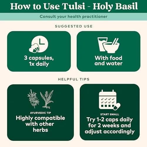 ORGANIC INDIA Tulsi Holy Basil Capsules, Vegan, 60 Capsules | Adaptogen for Calm & Immunity thumbnail 5