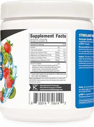 Ketologic Keto BHB (Strawberry Kiwi) 30 Servings | Keto Salts for Metabolic Support thumbnail 4