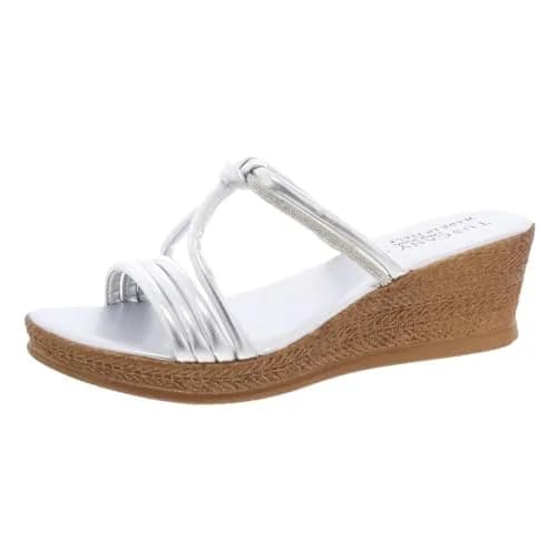 Tuscany by Easy Street Elvera Wedge Sandal Silver 8.5 | Elegant Italian Design & Comfort thumbnail 1