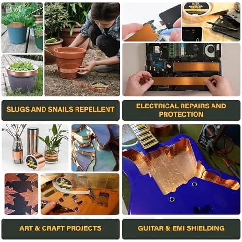 ELK Copper Foil Tape 2 Pack - 1 inch x 66 ft (16.76 cm x 20.12 m) | Conductive Adhesive for Electronics, Crafts, Repairs thumbnail 4
