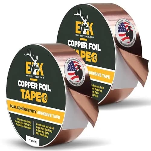ELK Copper Foil Tape 2 Pack - 1 inch x 66 ft (16.76 cm x 20.12 m) | Conductive Adhesive for Electronics, Crafts, Repairs thumbnail 1