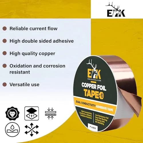 ELK Copper Foil Tape 2 Pack - 1 inch x 66 ft (16.76 cm x 20.12 m) | Conductive Adhesive for Electronics, Crafts, Repairs thumbnail 2