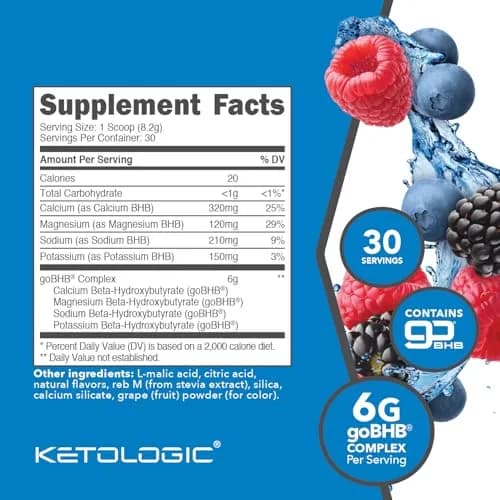 Ketologic Keto BHB (Mixed Berry) 8.8oz | Supports Ketosis & Mental Clarity thumbnail 2