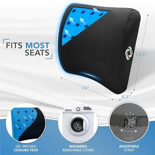 Samsonite Memory Foam Lumbar Support Pillow with Cooling Gel | Ergonomic Back Support for Office Chair, Gaming Chair & Car Seat thumbnail 5