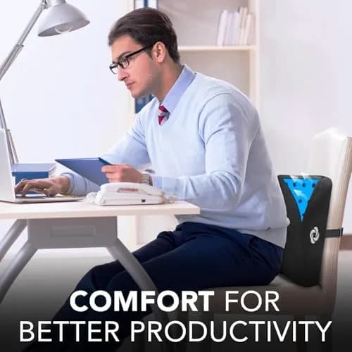 Samsonite Memory Foam Lumbar Support Pillow with Cooling Gel | Ergonomic Back Support for Office Chair, Gaming Chair & Car Seat thumbnail 2