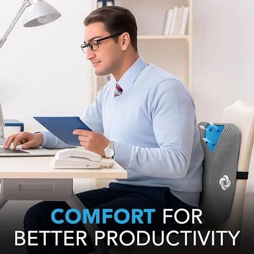 Samsonite Memory Foam Lumbar Support Pillow with Cooling Gel | Standard Size, Grey Mesh thumbnail 3
