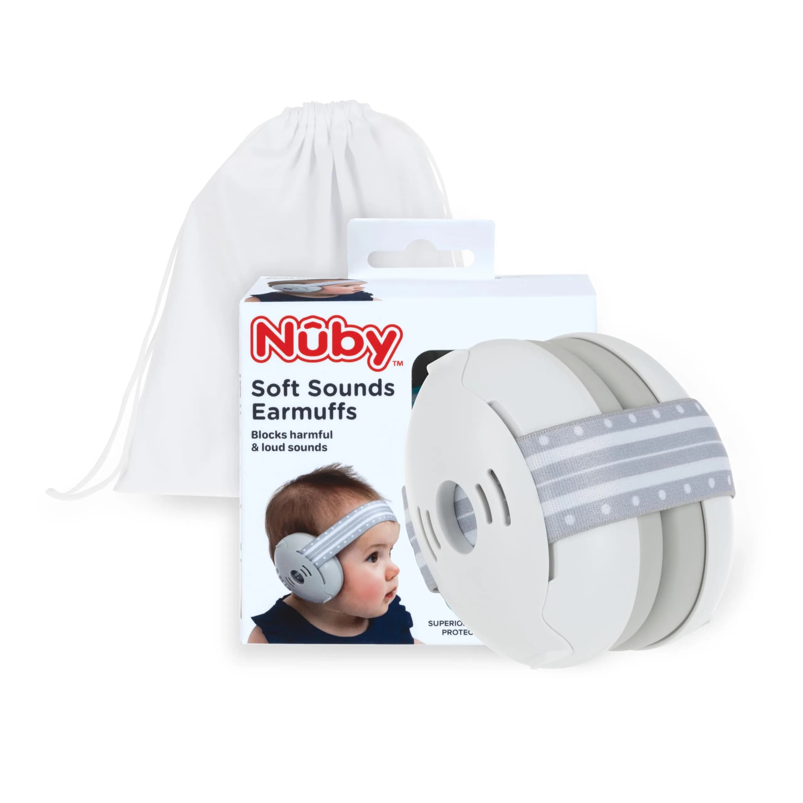 Nuby Baby Earmuffs White | Soft Noise Protection for Babies (70-120 chars) — White