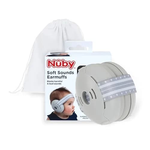 Nuby Soft Sounds Baby Earmuffs Gray | 21 Decibel Hearing Protection for Infants 1+ Years thumbnail 1