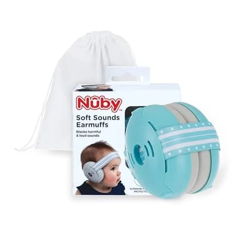 Nuby Baby Earmuffs for 1+ Years, Blue, 21dB Noise Reduction | Travel Bag Included thumbnail 1