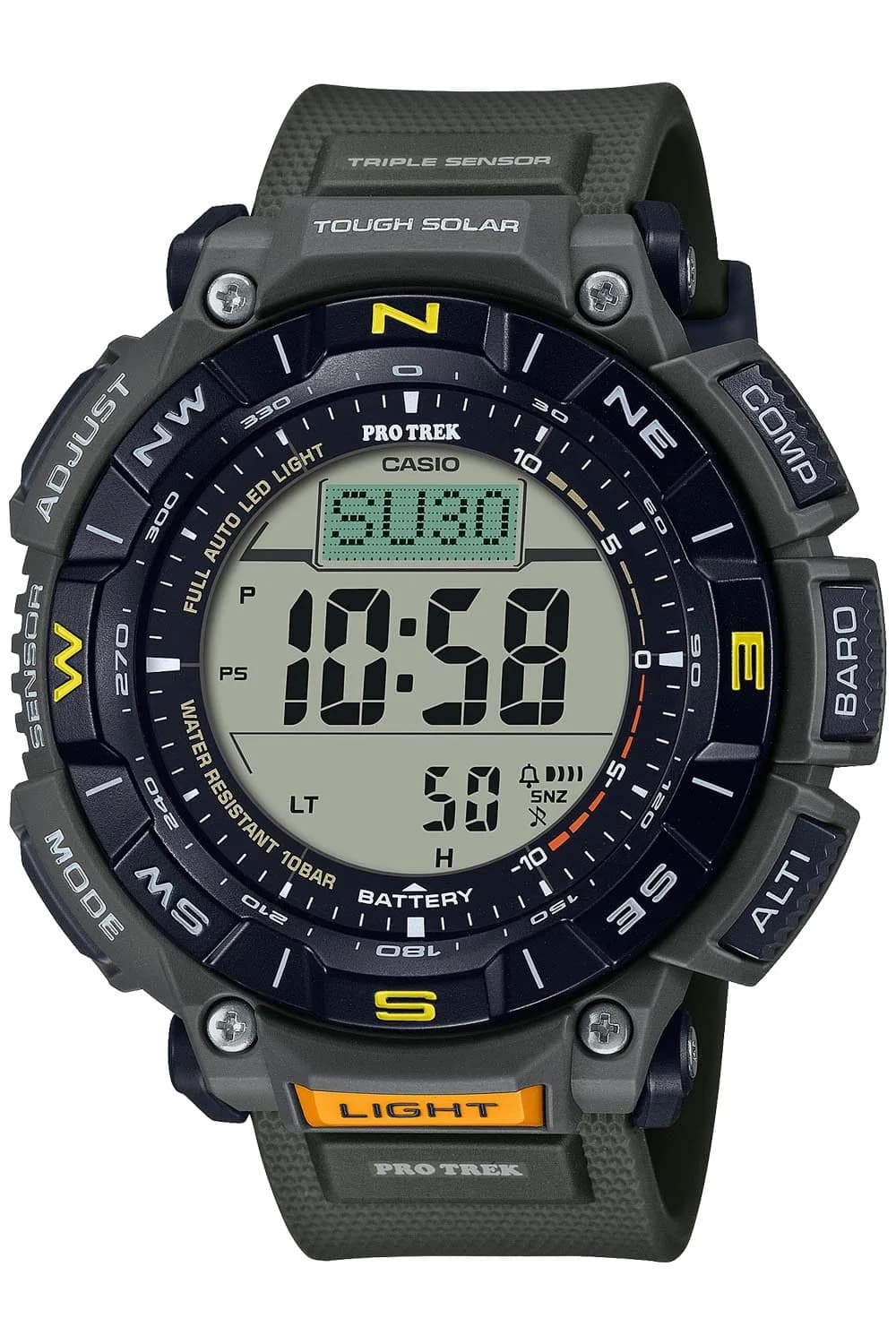PRO TREK PRG-340SC-2JF Solar Wristwatch | Eco-Friendly Biomass Plastic, 51.7mm Dial, Navy — Khaki