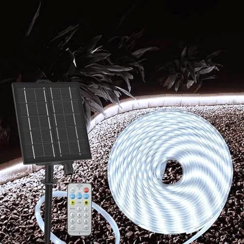 echosari 32.8ft Solar LED Strip Lights Outdoor Waterproof with Remote, Cool White (10m, 200 LEDs) thumbnail 1