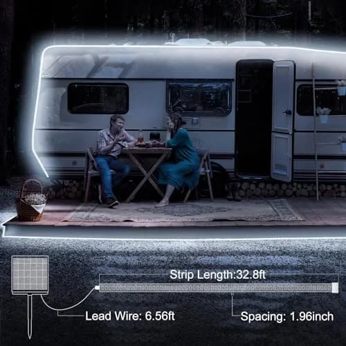 echosari 32.8ft Solar LED Strip Lights Outdoor Waterproof with Remote, Cool White (10m, 200 LEDs) thumbnail 4