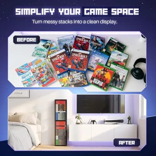 TNP Video Game Storage Tower for PS5 and Nintendo Switch | Space-Saving Organizer, Black, 36 Disc Capacity thumbnail 5