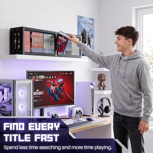 TNP Video Game Storage Tower for PS5 and Nintendo Switch | Space-Saving Organizer, Black, 36 Disc Capacity thumbnail 8