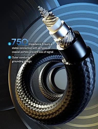 VIOY Coaxial Digital Audio Cable 1m (3.3FT) RCA Male to Male Subwoofer Cable | HiFi SPDIF Stereo Audio for Home Theater thumbnail 5