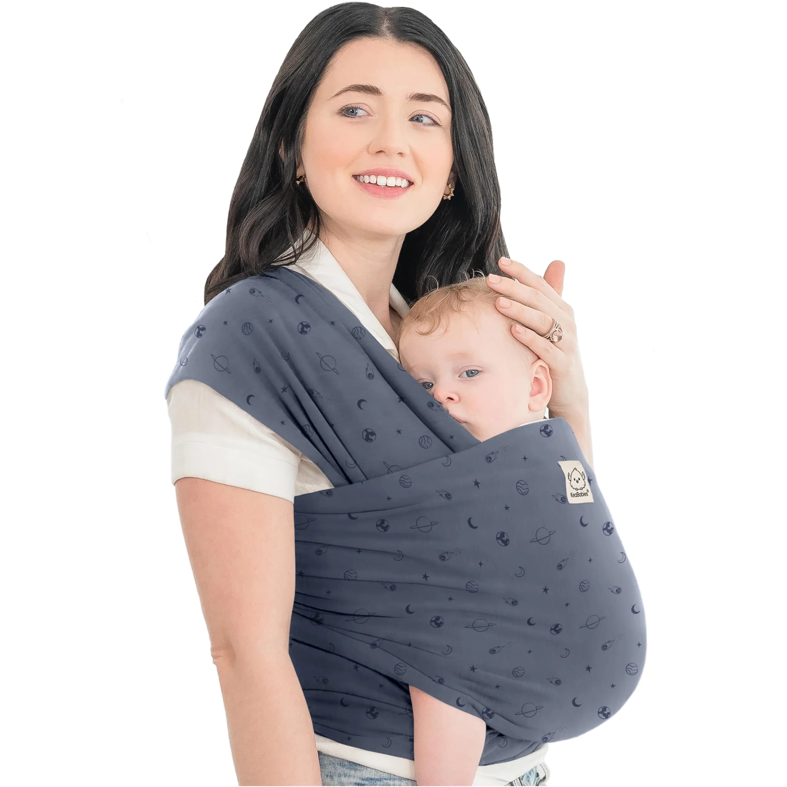 KeaBabies Original Baby Wrap Carrier in Planets | One Size | IHDI Certified, Breathable Fabric - main product image