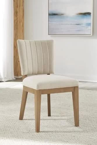 Modus Furniture Sumner Upholstered Dining Chair Set of 2 | Natural Oak & Linen thumbnail 4