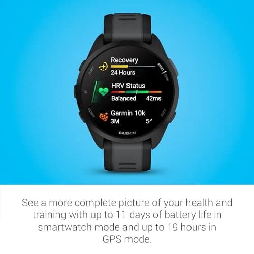 Garmin Forerunner® 165 Running Smartwatch 43mm Black | AMOLED Touchscreen with GPS & Daily Workouts thumbnail 5