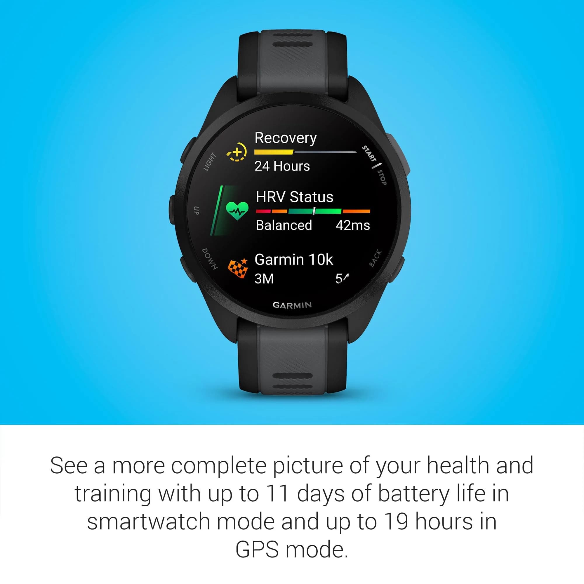 Garmin Forerunner® 165 Running Smartwatch 43mm Black | AMOLED Touchscreen with GPS & Daily Workouts - view 5