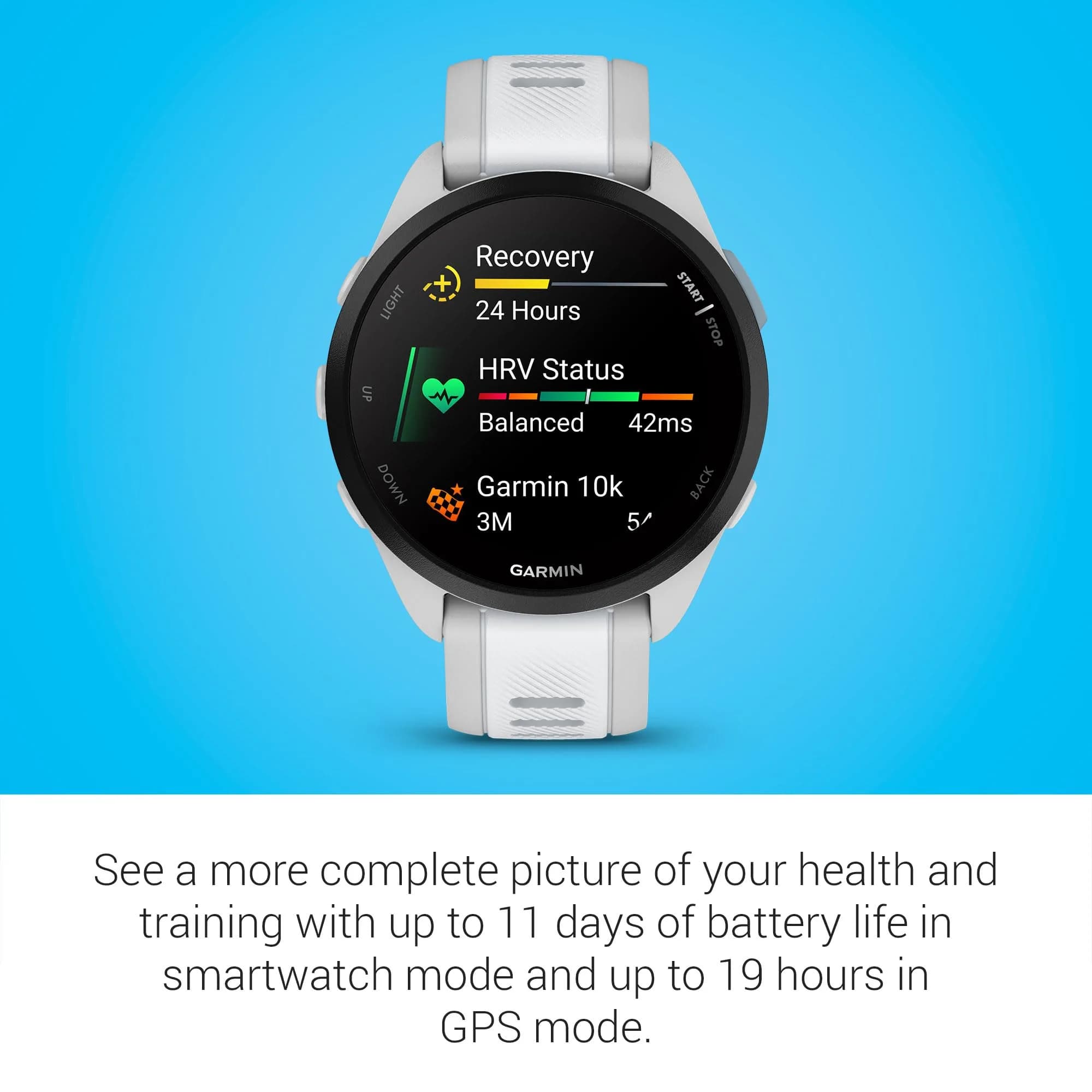 Garmin Forerunner® 165 Running Smartwatch 43mm Whitestone | AMOLED Touchscreen GPS - view 5