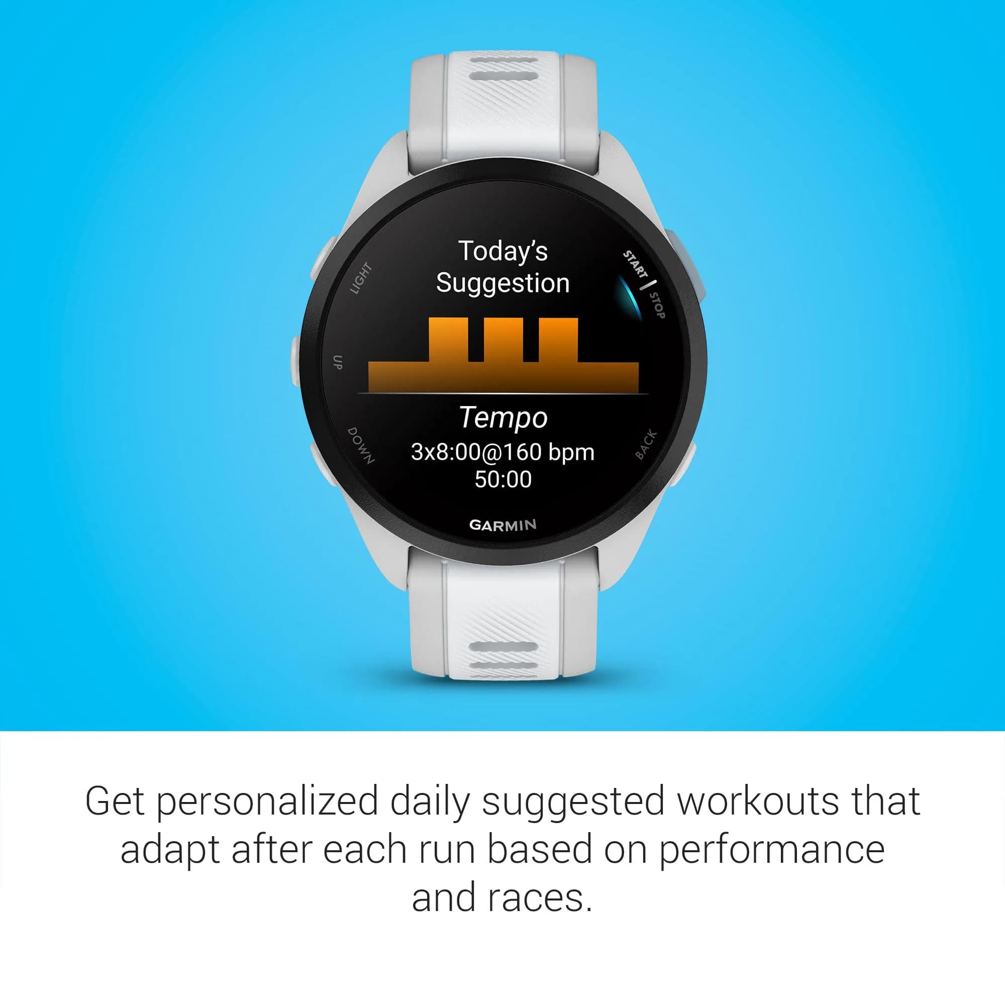 Garmin Forerunner® 165 Running Smartwatch 43mm Whitestone | AMOLED Touchscreen GPS - view 6